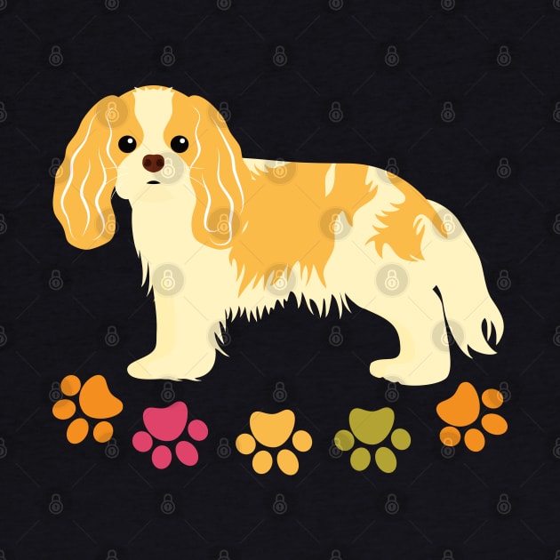 Cavalier King Charles Spaniel and Paw Print by LulululuPainting